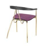 Lumisource Vanessa Contemporary Chair in Gold Metal and Purple Velvet with Black Wood Accent - Set of 2