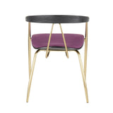 Lumisource Vanessa Contemporary Chair in Gold Metal and Purple Velvet with Black Wood Accent - Set of 2