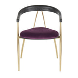 Lumisource Vanessa Contemporary Chair in Gold Metal and Purple Velvet with Black Wood Accent - Set of 2