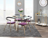 Lumisource Vanessa Contemporary Chair in Gold Metal and Purple Velvet with Black Wood Accent - Set of 2