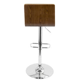 Lumisource Vasari Mid-Century Modern Adjustable Barstool with Swivel in Walnut and Cream Faux Leather