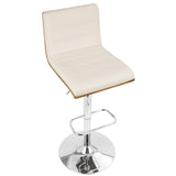 Lumisource Vasari Mid-Century Modern Adjustable Barstool with Swivel in Walnut and Cream Faux Leather