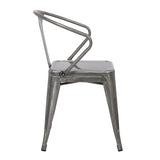 Lumisource Waco Industrial Chair in Clear Brushed Silver Metal - Set of 2