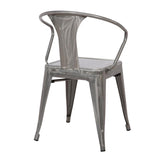 Lumisource Waco Industrial Chair in Clear Brushed Silver Metal - Set of 2