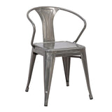 Lumisource Waco Industrial Chair in Clear Brushed Silver Metal - Set of 2