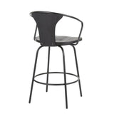 Lumisource Waco Industrial Counter Stool with Black Metal and Black Wood.