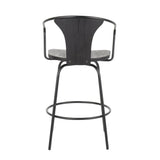 Lumisource Waco Industrial Counter Stool with Black Metal and Black Wood.