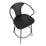 Lumisource Waco Industrial Counter Stool with Black Metal and Black Wood.