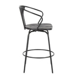 Lumisource Waco Industrial Counter Stool with Black Metal and Black Wood.