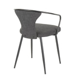 Lumisource Waco Industrial Upholstered Chair in Black Metal and Dark Grey Fabric.