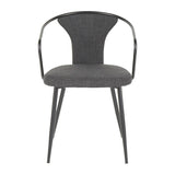 Lumisource Waco Industrial Upholstered Chair in Black Metal and Dark Grey Fabric.