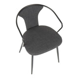 Lumisource Waco Industrial Upholstered Chair in Black Metal and Dark Grey Fabric.