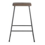 Lumisource Zac Industrial Counter Stool in Black Metal and Espresso Wood - Set of 2