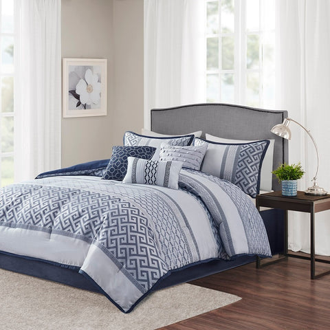 Madison Park Bennett 7 Piece Jacquard Comforter Set - King