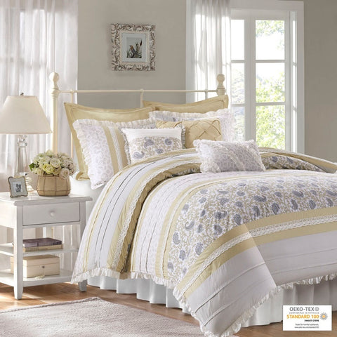 Madison Park Dawn 9 Piece Cotton Percale Comforter Set - King