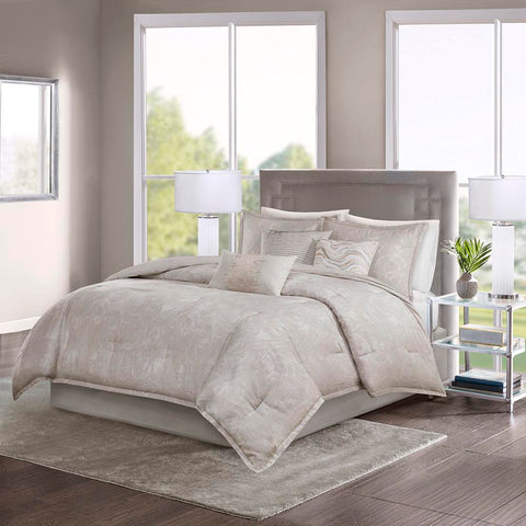 Madison Park Emory 7 Piece Cotton Sateen Comforter Set Cal King