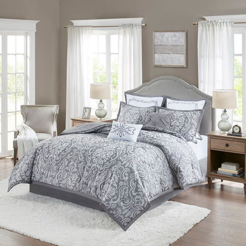 Madison Park Flourish 8 Piece Jacquard Comforter Set - Cal King