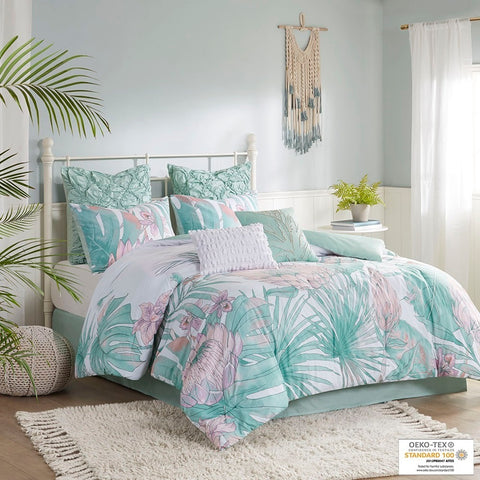 Madison Park Keilani 8 Piece Cotton Printed Comforter Set - Queen