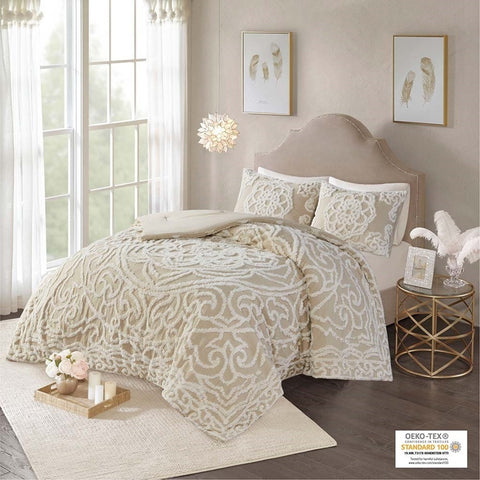 Madison Park Laetitia Tufted Cotton Chenille Medallion Comforter Set - Full/Queen