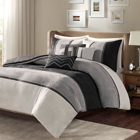 Madison Park Palisades 6 Piece Faux Suede Duvet Set - King/Cal King