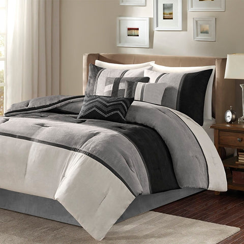 Madison Park Palisades 7 Piece Faux Suede Comforter Set - King