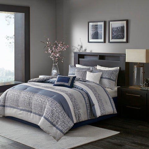 Madison Park Rhapsody 7 Piece Jacquard Comforter Set - Cal King