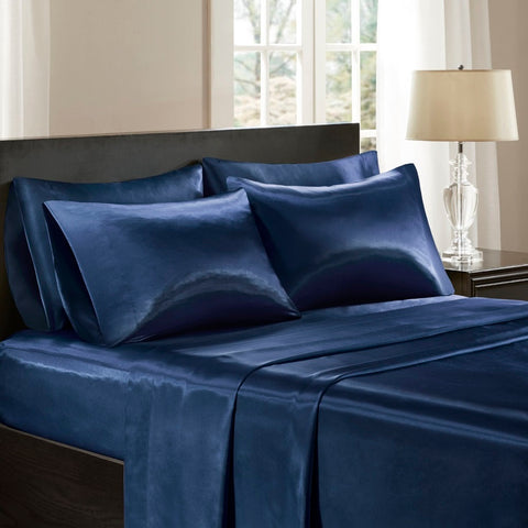 Madison Park Satin Wrinkle-Free Luxurious 6-Piece Sheet Set - King