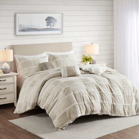 Madison Park Schafer 5 Piece Cotton Clipped Comforter Set - Full/Queen