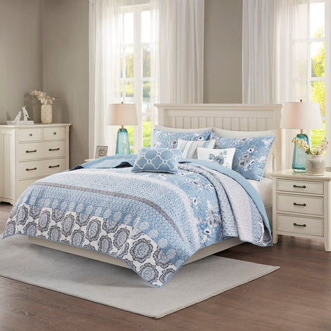 Madison Park Willa 6 Piece Reversible Coverlet Set - Full/Queen