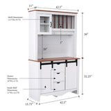 OS Home and Office Furniture Model 25309K Countryside Sliding Barn Door Buffet and Hutch