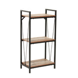 OS Home and Office Mountain Ridge Model 41410 Three Shelf Bookcase with Black Metal Uprights and Rustic Reclaimed Barnwood Laminate