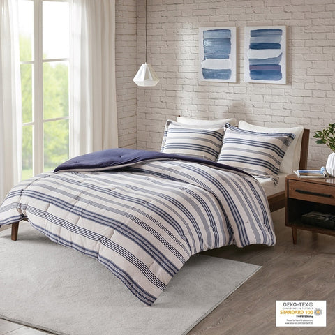 Urban Habitat Cole Stripe Ultra Soft Cotton Blend Jersey Knit Comforter Set - King/Cal King