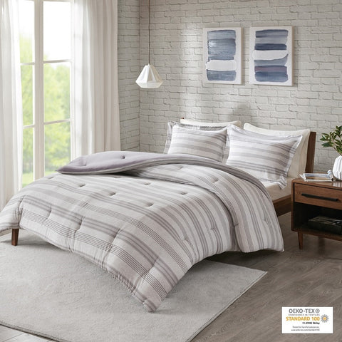 Urban Habitat Cole Stripe Ultra Soft Cotton Blend Jersey Knit Comforter Set - King/Cal King