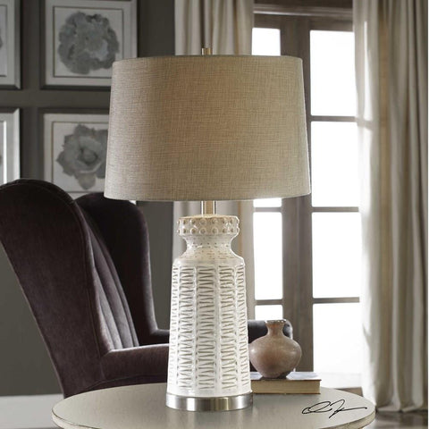 Uttermost Uttermost Kansa Distressed White Table Lamp